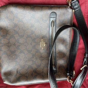 Coach Signature Brown wallet and Black Crossbody Bag